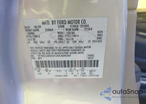 2010 Ford Escape Xlt из США, поврежденный, VIN 1FMCU0DG1AKA09347